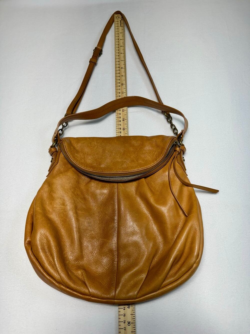 Vintage Leather margot Natalie tan fold over new york crossbody bag 0046A3